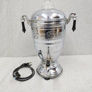 Vtg Forman Family Chromed Brass Percolator Coffee Pot 12" USA TESTED w/ Cord